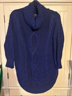 Express Royal Blue Cable Knit Turtleneck Sweater